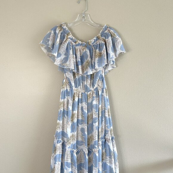 Lulus Sway in the Breeze White Leaf Print Off-the-Shoulder Maxi Dress - Picture 8 of 10